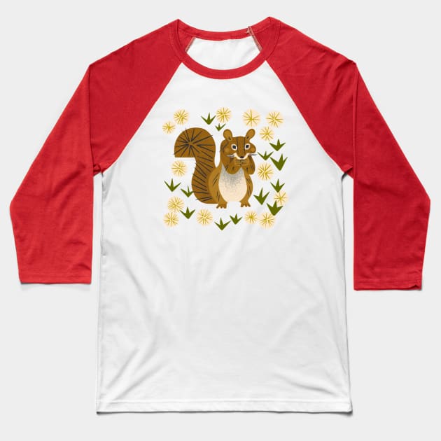 Squirrel And Dandelions Baseball T-Shirt by Renea L Thull